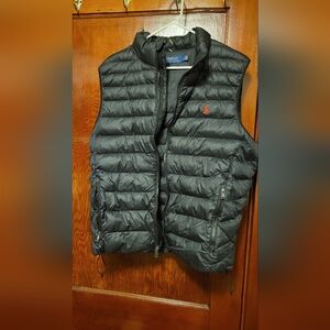 Ralph Lauren Black Puffer Vest with Blue and Yellow Accents